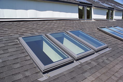 A roof with skylights